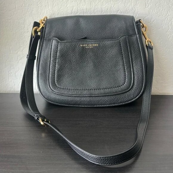 Marc Jacobs Black Pebbled Leather Crossbody Bag | Gold Hardware - Picture 1 of 9